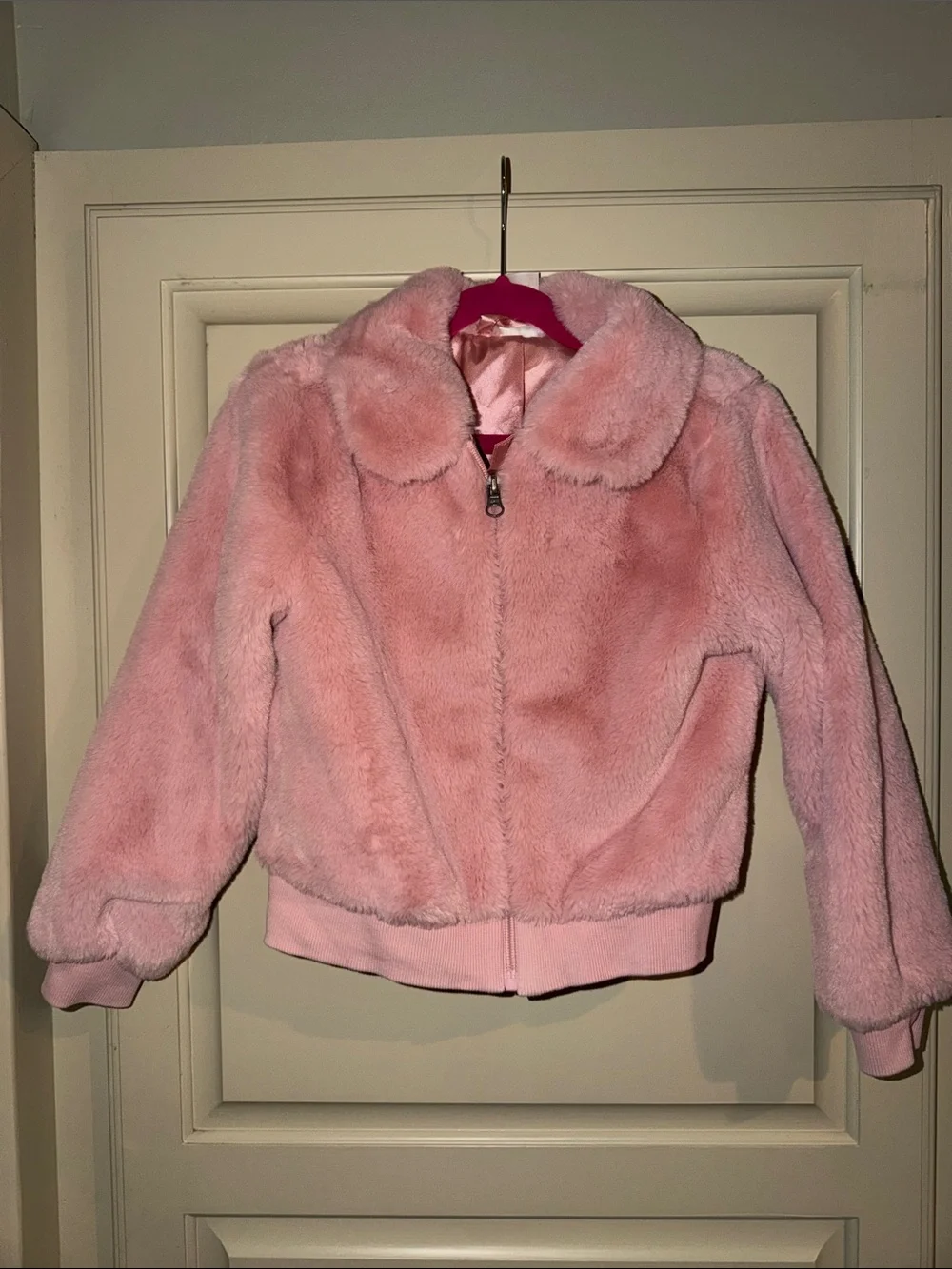 Hanna Andersson Pink Faux-Fur Pea Coat Jacket